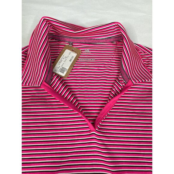 Adidas Womens Small Pink Sleeveless V Neck Stripe Golf Top Eagle Mountain New - Picture 2 of 9